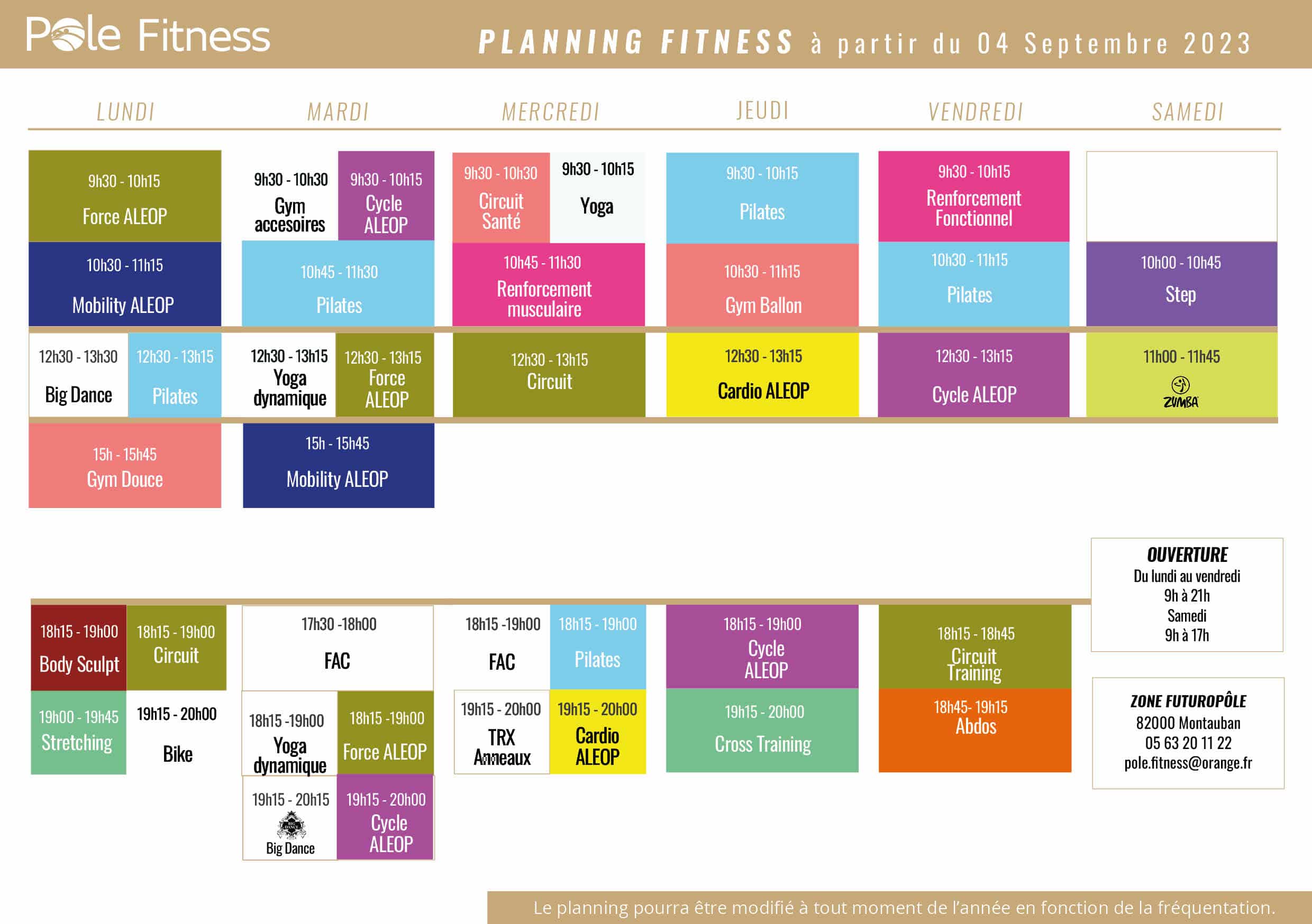 Pole Fitness - Planning FITNESS Sept 2022